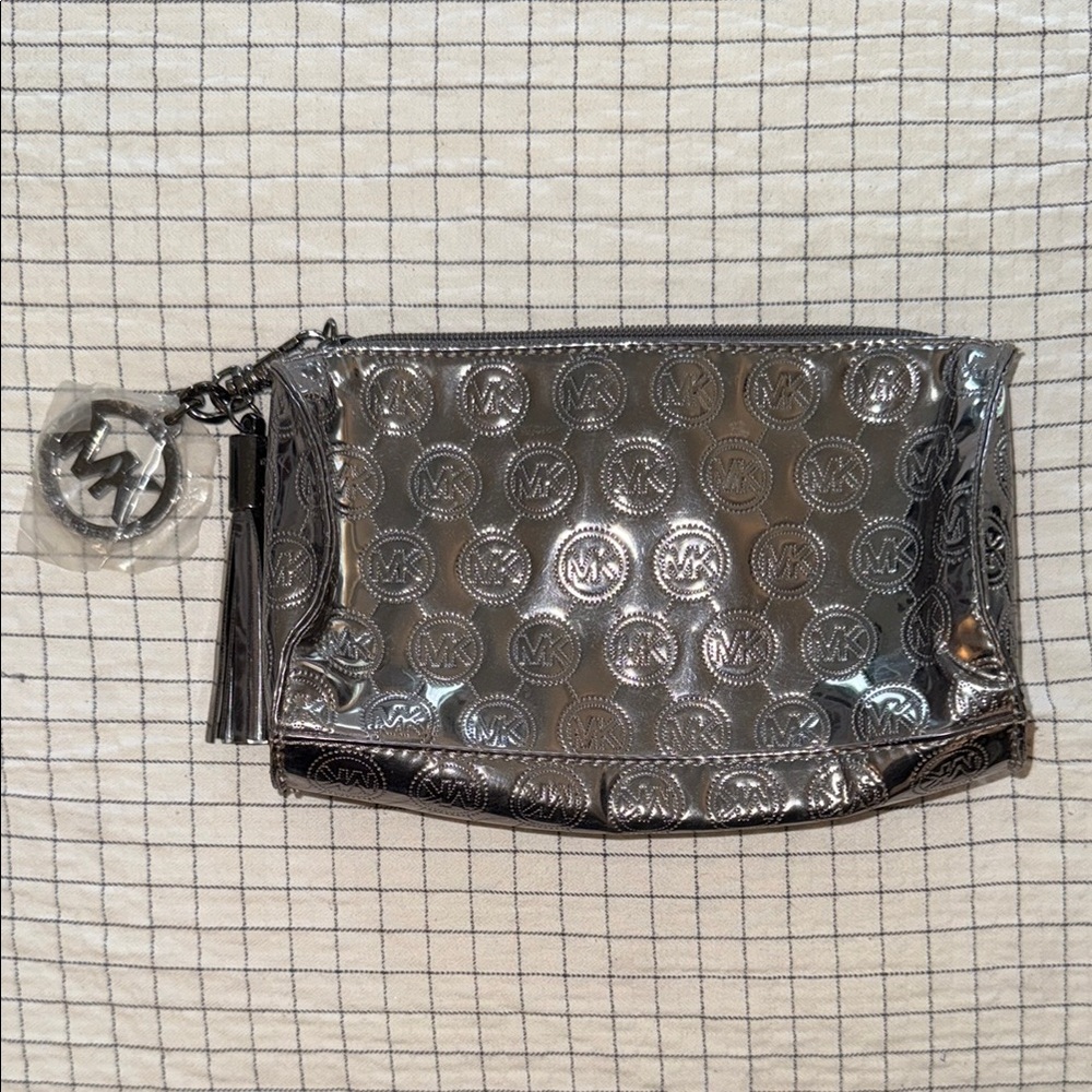 Michael Kors Metallic Silver Embossed Pouch